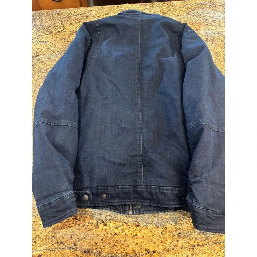 Levis Mens‎ Dark Wash Denim Quilted Field Jacket Blue Medium Utility